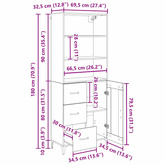 Highboard Stare drewno 69,5 x 34 x 180 cm Drewno inżynieryjne