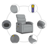 vidaXL Rozkładany fotel masujący, elektryczny, jasnoszary, tkanina