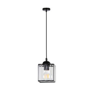 Lampa Wisząca Czarny 1X40 E27 Klosz Czarny+Kryształy Bezbarwne Glassia