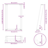 Nogi do stołu jadalnego w kształcie litery U 2 szt. Antracyt 60x(72-73) cm Stal