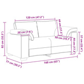 Sofa dwuosobowa, kremowa, 160x77x82 cm, aksamit