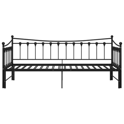 Sofa z wysuwaną ramą łóżka, czarna, metalowa, 90x200 cm wariant 4