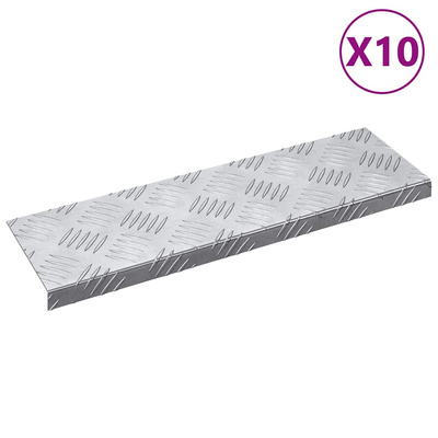Stopień Prostokątny 10 pcs Srebrny 60 x 18 x 2,5 cm Aluminium