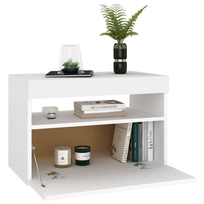 vidaXL Szafka pod TV z oświetleniem LED, biała, 60x35x40 cm