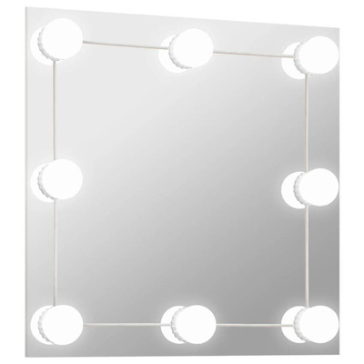 vidaXL Lustro ścienne z lampkami LED, kwadratowe, szklane model standard