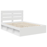 Ramka łóżka Z zagłówkiem Biały 140 x 190 cm Lite drewno sosnowe