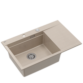 JOSH 111 GraniteQ zlewozmywak 1-komorowy z/o (780x500x215) pearl beige  + syfon push 2 open + deska + wkładka/ elementy stalowe