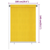 vidaXL Roleta zewnętrzna, 100x140 cm, żółta, HDPE