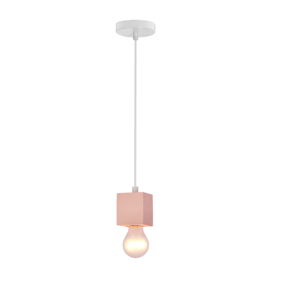 Cubick lampa wisząca biały 1x20W E27 różowy