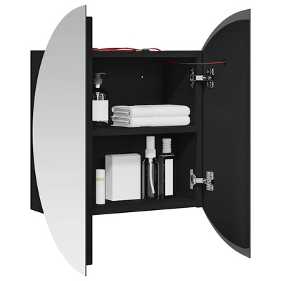 Szafka łazienkowa z lustrem i LED, czarny, 40x40x17,5 cm