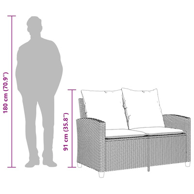 Sofa ogrodowa 2-osobowa z poduszkami i stołem beżowa
