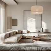 Lampa wisząca z abażurem Shanti beżowa do sypialni E27