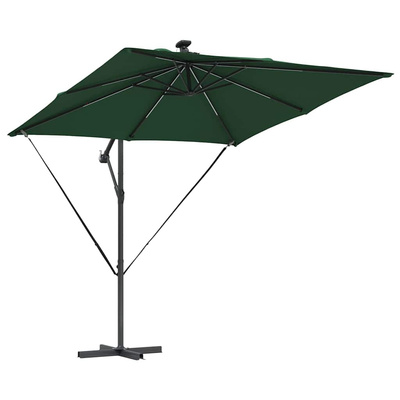 Parasol plażowy z paskami LED Zielony 249 x 249 x 250 cm