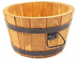 Donica ogrodowa drewniana okrągła wysoka 21 cm brązowa D35H21