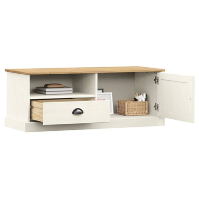 vidaXL Szafka pod TV VIGO, biała, 106x40x40 cm, lite drewno sosnowe