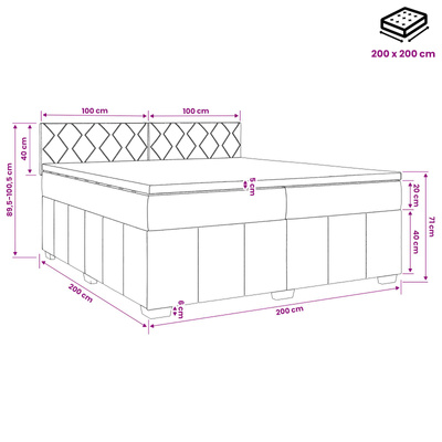 Łóżko kontynentalne z materacem Ciemny brąz 200 x 200 cm