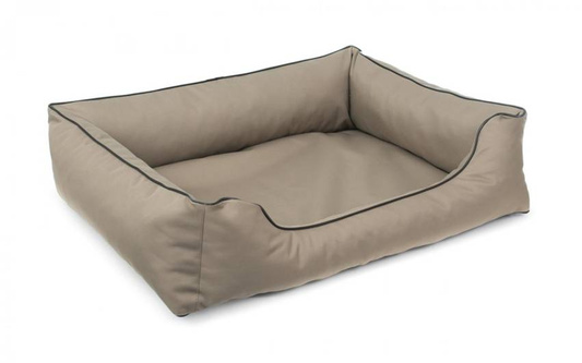 Legowisko dla psa Sofa Valencia Standard w kolorze beżowym z czarnym wykończeniem Rozmiar: XL - 120 x 90 cm - do samodzielnego złożenia