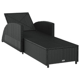 vidaXL Leżak ogrodowy z kremową poduszką, polirattan, czarny