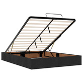 Łóżko z pojemnikiem i materacem LED Czarny 140 x 190 cm tkanina