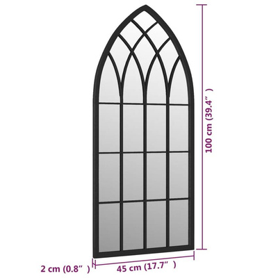 vidaXL Lustro ogrodowe, czarne, 100x45 cm, żelazne