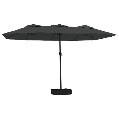Podwójny parasol ogrodowy z LED, antracytowy, 449x245 cm