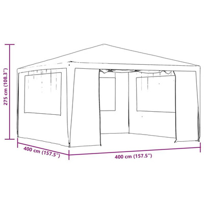 vidaXL Namiot imprezowy ze ściankami, 4x4 m, biały, 90 g/m²