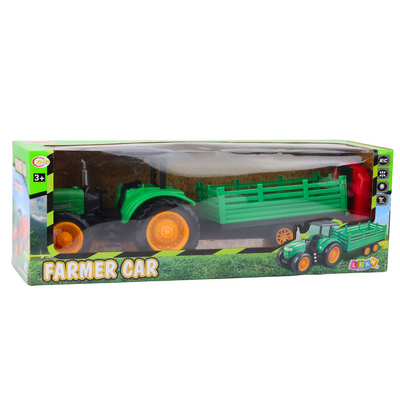 Traktor Farmerski Z Przyczepą Zdalnie Sterowany RC Zielony