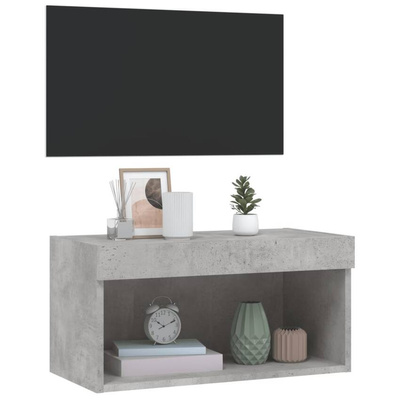 vidaXL Szafka pod TV, z oświetleniem LED, szarość betonu, 60x30x30 cm