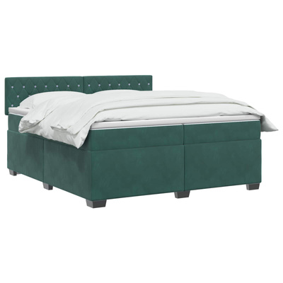 Łóżko Box Spring z materacem i LED Ciemnozielony 200 x 200 cm