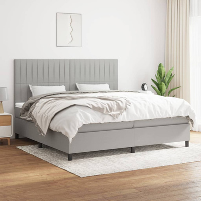 vidaXL Łóżko kontynentalne z materacem, jasnoszare, tkanina 200x200 cm wariant 23