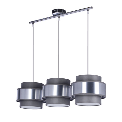 Lampa wisząca z abażurami Hare chromowa potrójna szary abażur do jadalni