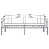 Sofa z wysuwaną ramą łóżka, szara, metalowa, 90x200 cm