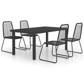 5-częściowy zestaw mebli ogrodowych, rattan PVC, czarny