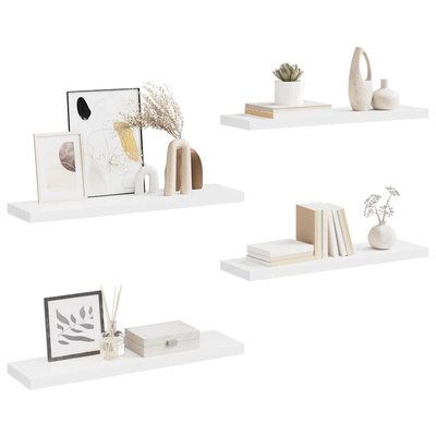 vidaXL Półki ścienne, 4 szt., białe, 90x23,5x3,8 cm, MDF