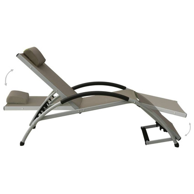 vidaXL Leżak z poduszką, tkanina textilene, kolor taupe