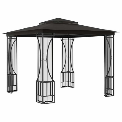 vidaXL Altana ogrodowa z siatkami, 300x300x265 cm, antracytowa