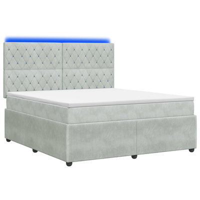 Łóżko z box spring LED z materacem jasnoszary 140 x 190 cm