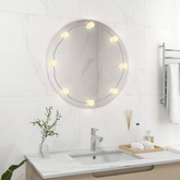 vidaXL Lustro ścienne z lampkami LED, okrągłe, szklane