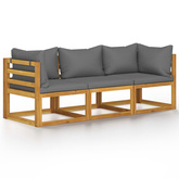 3-osobowa sofa ogrodowa z poduszkami, lite drewno akacjowe