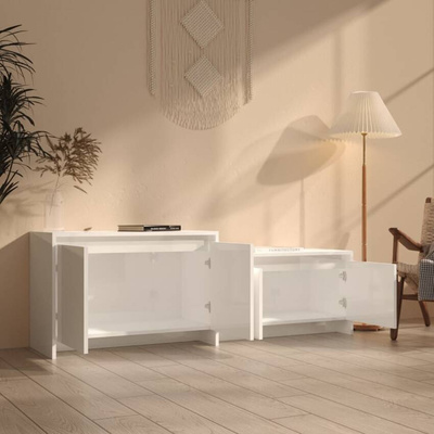 vidaXL Szafka pod TV, wysoki połysk, biała, 146,5x35x50 cm