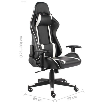vidaXL Obrotowy fotel gamingowy, biały, PVC
