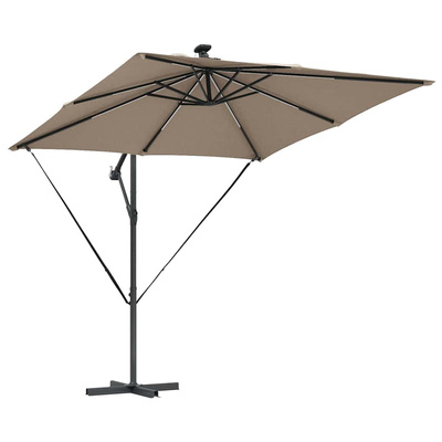 Parasol plażowy z paskami LED Ciemnoszary 249 x 249 x 250 cm