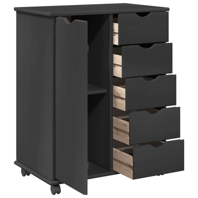 Rolkowa szafka 63,5 x 39 x 79 cm Lite drewno sosnowe Szary