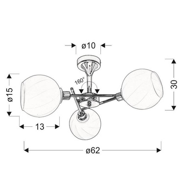 Lampa sufitowa wisząca 3xE27 chrom klosz biały RAUL 33-72221