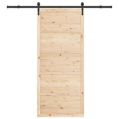 Drzwi przesuwne 90 x 208 cm Lite drewno sosnowe naturalny