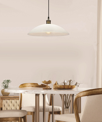 Dexter 2 Lampa Wisząca Miedziany 1X60W E27 Klosz Biały