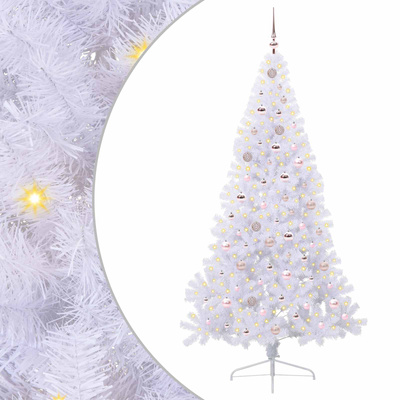 Sztuczna choinka z 300 diodami LED Biały 210 cm PVC i stal