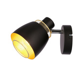 Aleksandria lampa kinkiet czarny e14 klosz czarny+złoty