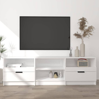 vidaXL Szafka pod TV, wysoki połysk, biała, 150x33,5x45 cm