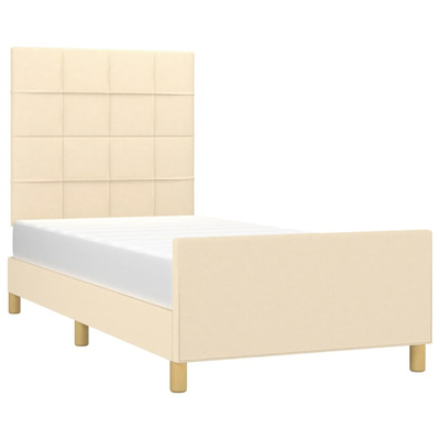 vidaXL Rama łóżka z zagłówkiem, kremowa, 80x200 cm, obita tkaniną model standard